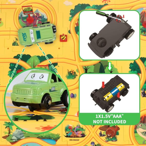 Pista de Carros Educativa com Carro Elétrico Dinossauros e Floresta para Crianças 50 Peças