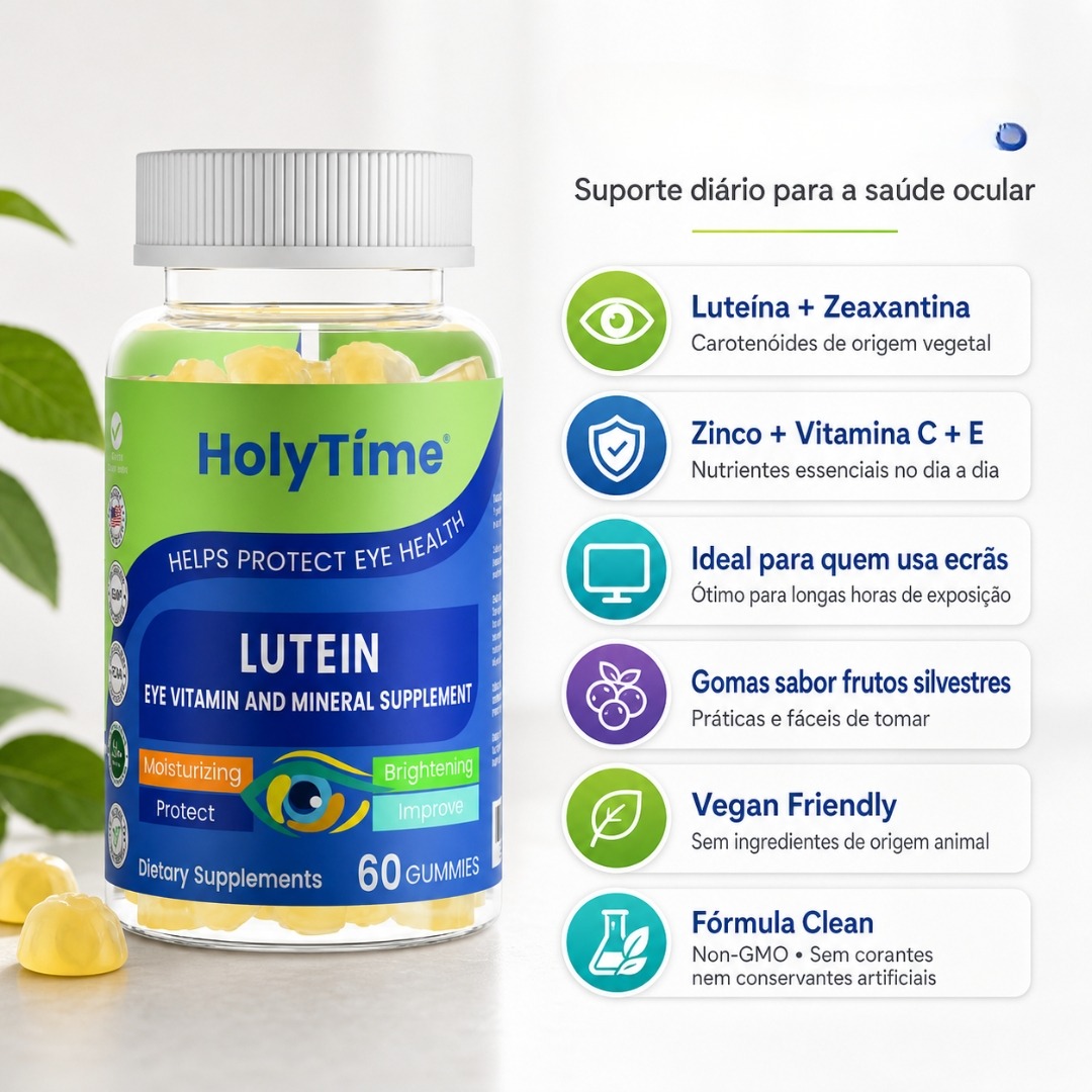 (60 Gomas) Suplemento Alimentar Luteína e Zeaxantina para a Visão HolyTime