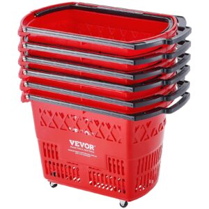 6 Cestos de Compras com Rodas e Alças Pack VEVOR 39L 54x53x36 cm