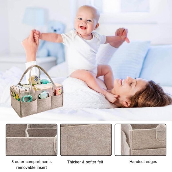 Organizador Produtos para Bebé em Feltro com 3 Compartimentos e 8 Bolsos - Cinza