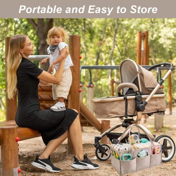 Organizador Produtos para Bebé em Feltro com 3 Compartimentos e 8 Bolsos - Cinza