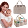 Organizador Produtos para Bebé em Feltro com 3 Compartimentos e 8 Bolsos - Cinza