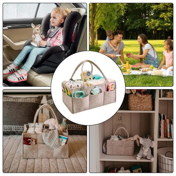 Organizador Produtos para Bebé em Feltro com 3 Compartimentos e 8 Bolsos - Cinza