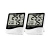 (Pack 2) Termómetro Digital com Higrómetro e Relógio Ecrã LCD - Branco
