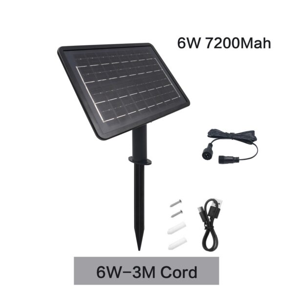 Kit Painel e Bateria Solar para Fitas Led 12V 24V Painel 6W 8 Modos 3m - Preto