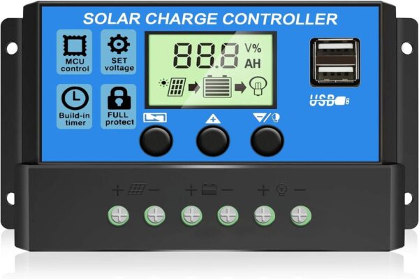 E126X3214_1778162333699_0 Controlador de Carga Solar PWM 30A 12V/24V Ecrã LCD Portas USB Duplas