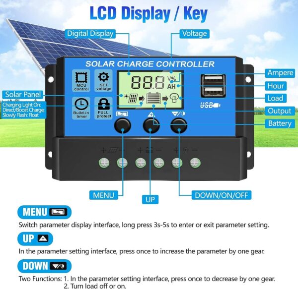E126X3214_1778162333699_1 Controlador de Carga Solar PWM 30A 12V/24V Ecrã LCD Portas USB Duplas