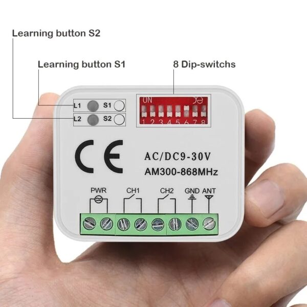 E126X3274_paste_1778883790123_0 Receptor Universal de Garagem 300-868MHz 9-30V - Preto