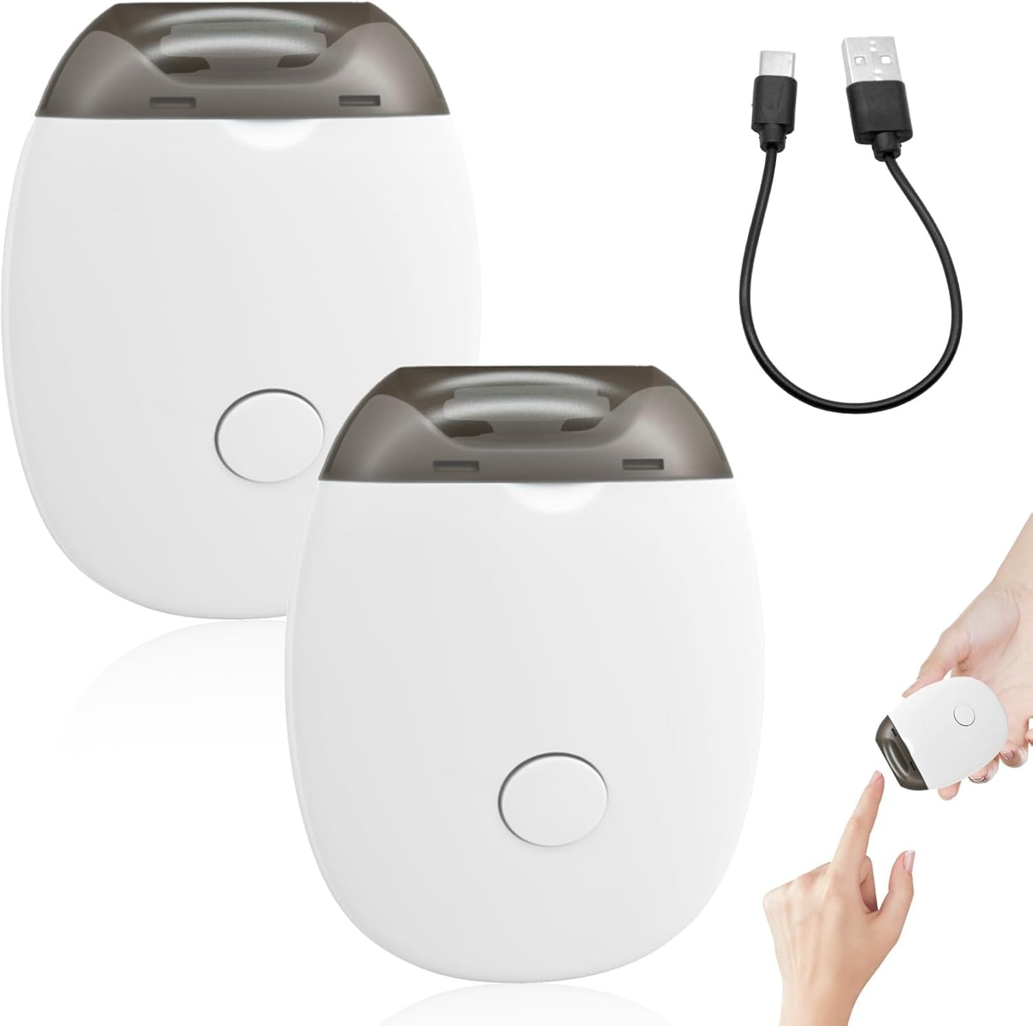 (Pack de 2) Corta-unhas Elétrico Dongcill D82 com Luz LED e 3 Velocidades - Branco
