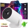 Mini Projetor Inteligente HY300 Android 13 Suporte 4K WiFi 6 BT5.0 - Branco