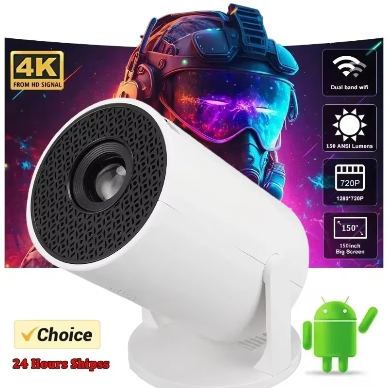Mini Projetor Inteligente HY300 Android 13 Suporte 4K WiFi 6 BT5.0 - Branco