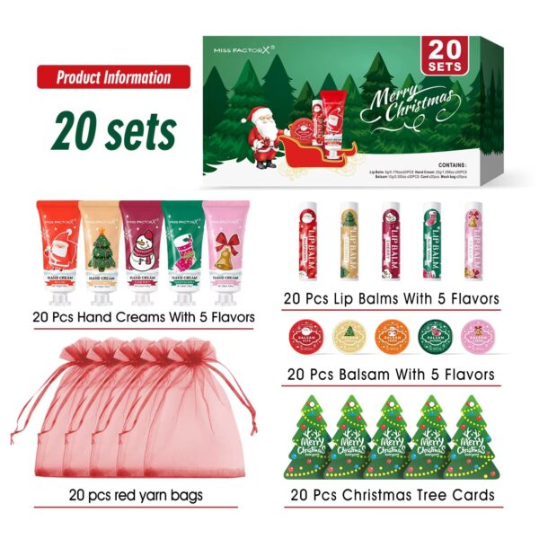 Conjunto de Natal para Mãos e Lábios 20 Unidades com Saco e Cartão
