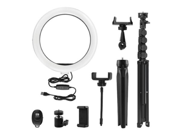 Pack Anel de Luz LED 26cm com Tripé Dobrável e Vários acessórios com 3 Modos de Luz