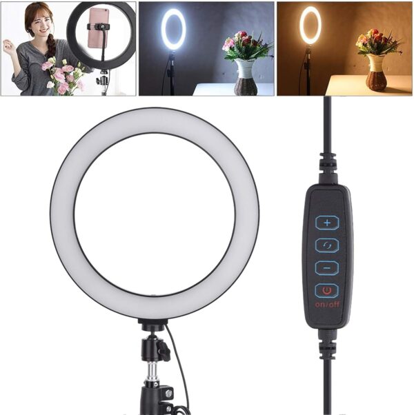 E126X3520_paste_1779108936423_2 Pack Anel de Luz LED 26cm com Tripé Dobrável e Vários acessórios com 3 Modos de Luz