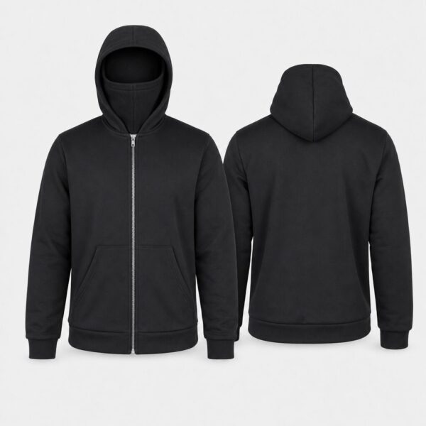 (S) Casaco com Capuz e Balaclava Fecho Zip - Preto