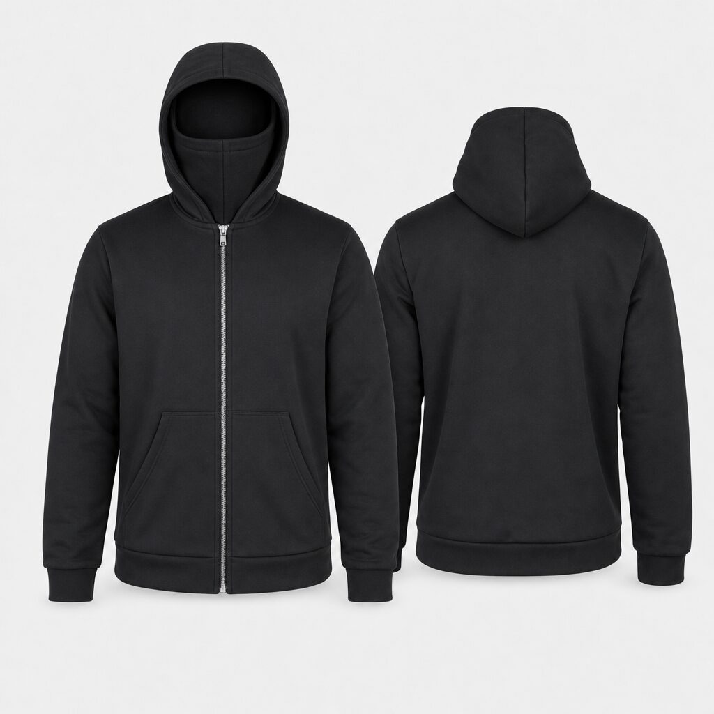 (S) Casaco com Capuz e Balaclava Fecho Zip - Preto