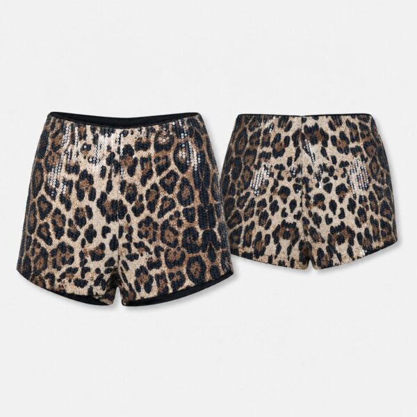 (S) Calções com Lantejoulas Padrão Leopardo - Multicolor