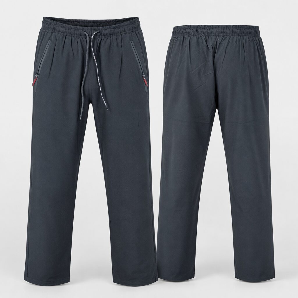 (L) Calças Desportivas com Bolsos de Fecho Zip - Preto