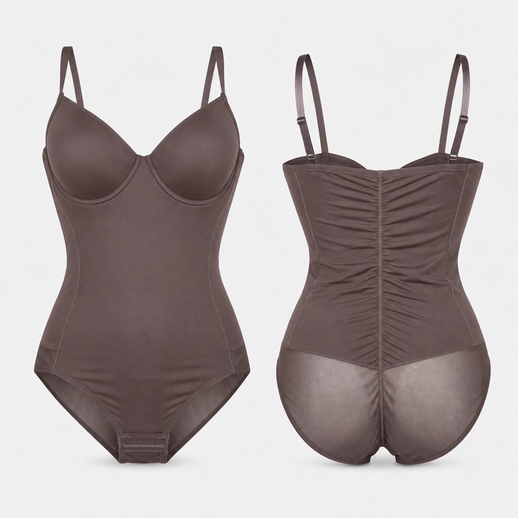 (L) Body com Alças Ajustáveis Elástico - Castanho