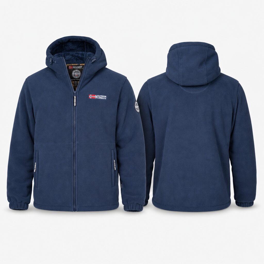 (XXL) Casaco Outdoor Norway com Capuz e Fecho Zip - Azul