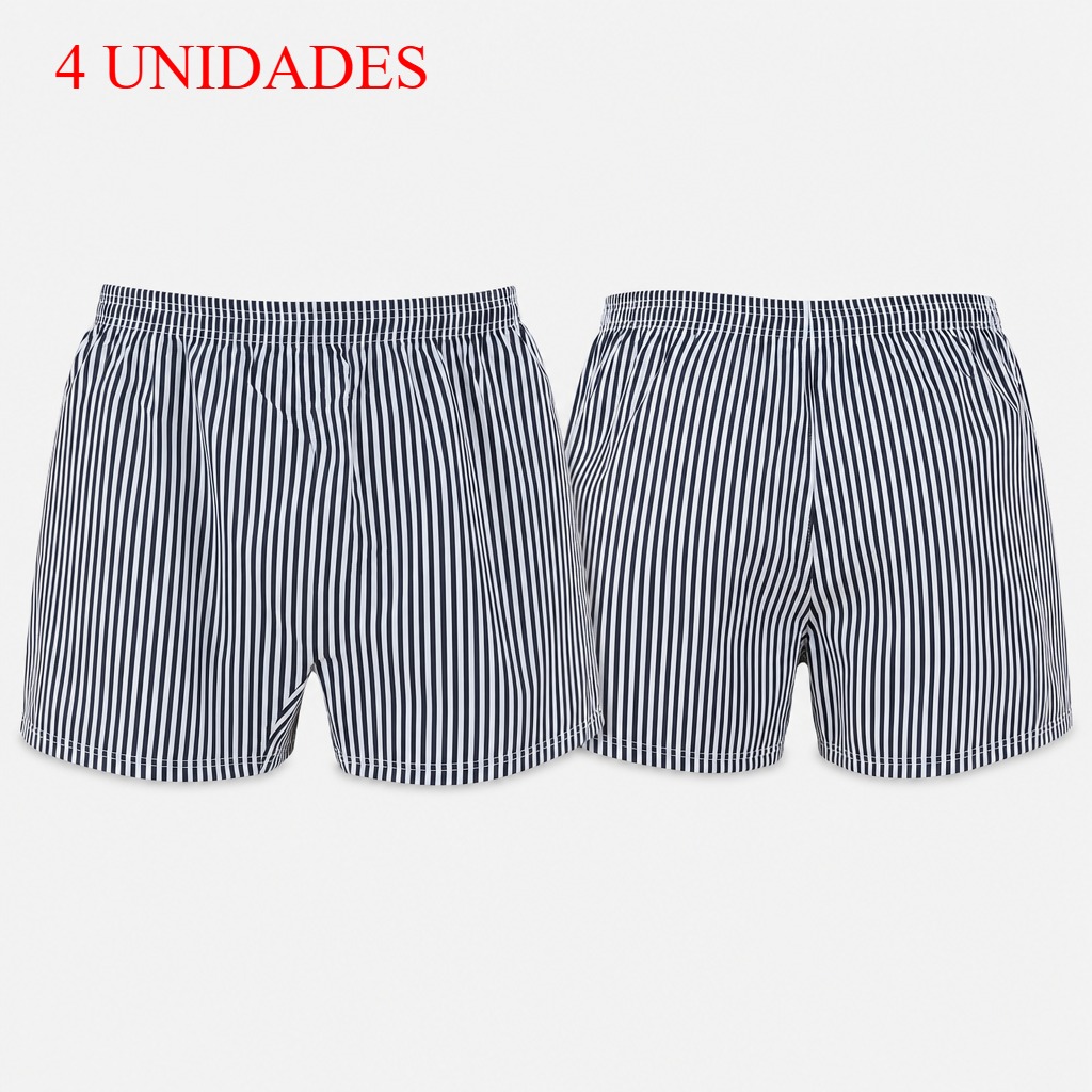 (XL) 4 Boxers de Riscas Largos - Preto e Branco