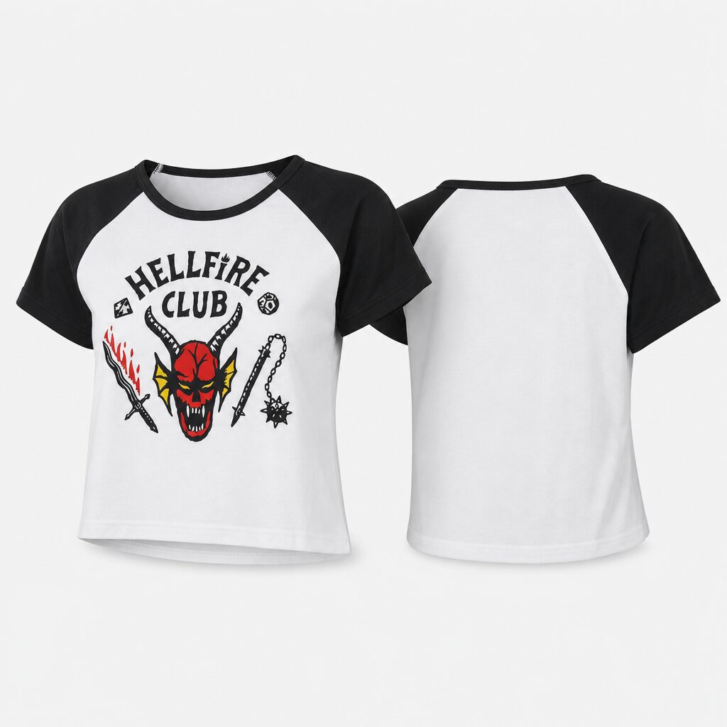 (M) T-shirt Hellfire Club Manga Curta - Branco e Preto