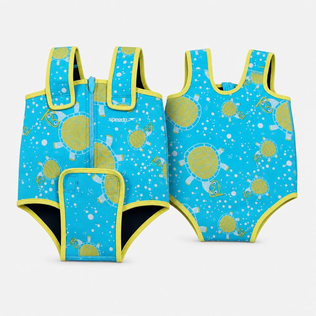 (18-24M) Fato Neoprene Speedo Infantil com Fecho Zip - Azul e Amarelo