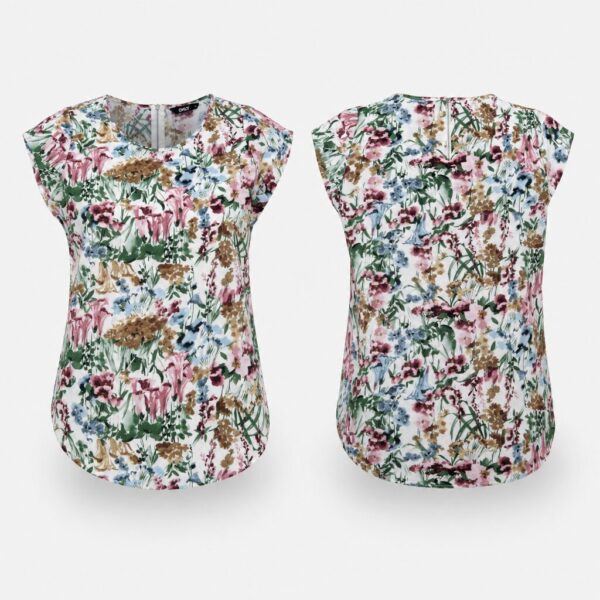 (40) Blusa ONLY Floral de Manga Curta - Multicolor