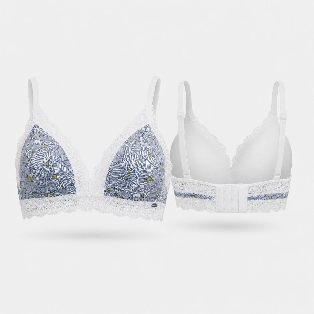 (90A) Soutien Skiny Triângulo Acolchoado com Renda - Marshmallow Leaves