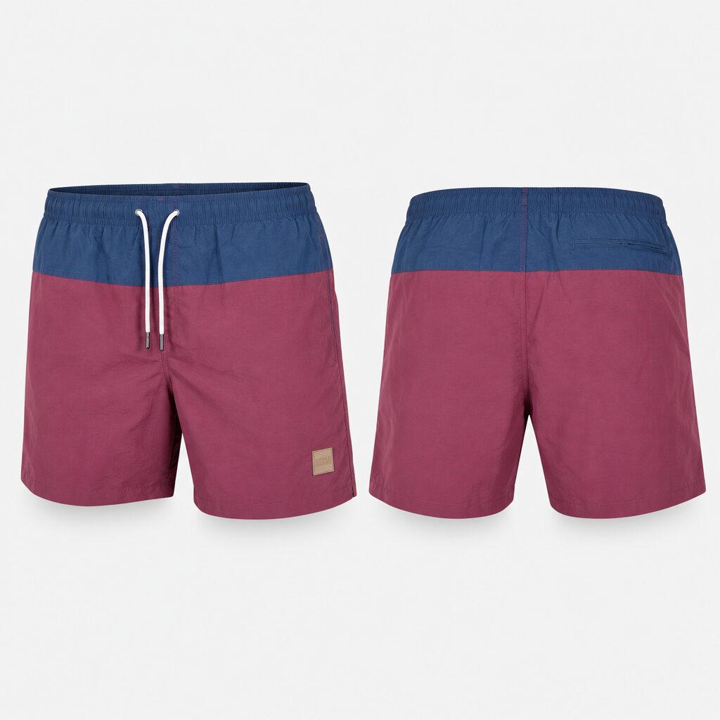 (5XL) Calções de Banho Urban Classics com Cordão - Azul e Borgonha