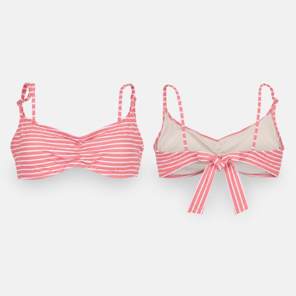 (M) Top de Biquíni Amazon Essentials Riscas - Coral e Branco