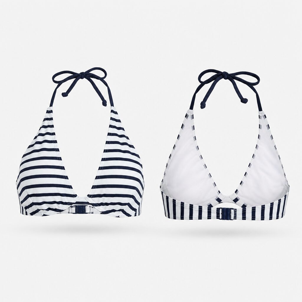 (40/90C) Biquíni Esprit Riscas com Alças Ajustáveis - Azul e Branco