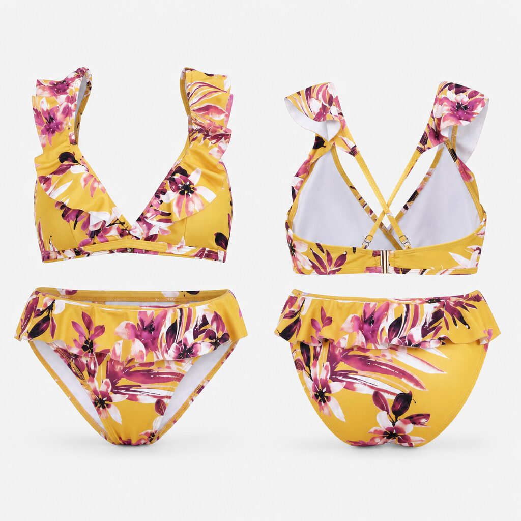 (XS) Bikini Iris & Lilly Ruffle Floral - Mostarda