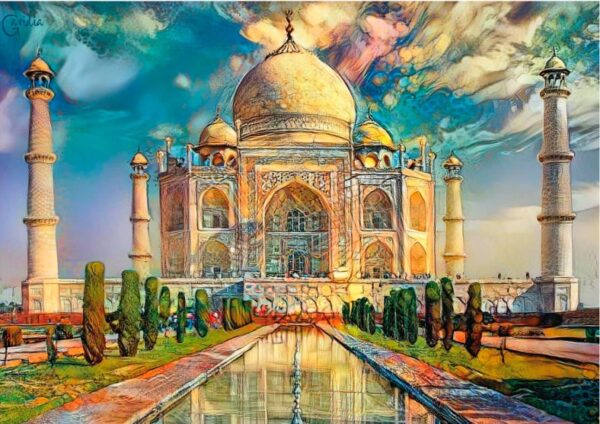 (1000 Peças) Puzzle Educa Taj Mahal Pedro Gavidia 68x48 cm - Multicolor