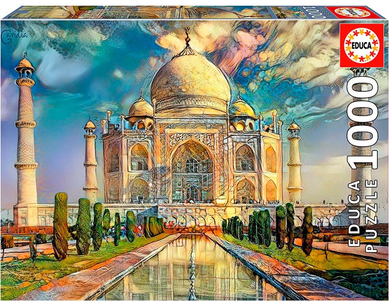(1000 Peças) Puzzle Educa Taj Mahal Pedro Gavidia 68x48 cm - Multicolor