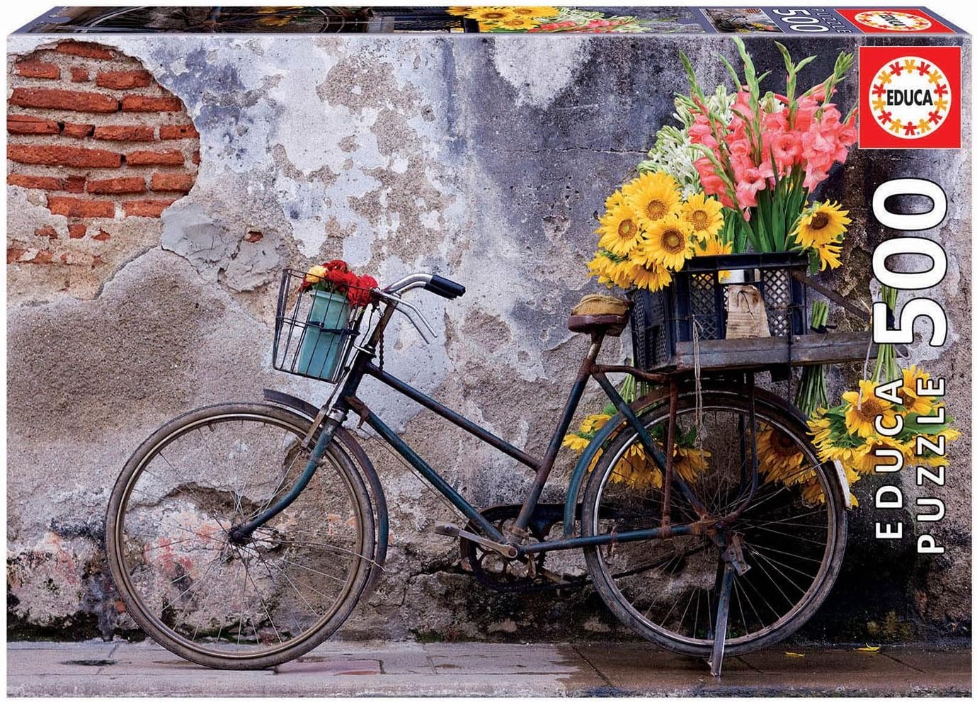(500 Peças) Puzzle Educa Bicicleta com Flores Inclui Cola Fix Puzzle - Colorido