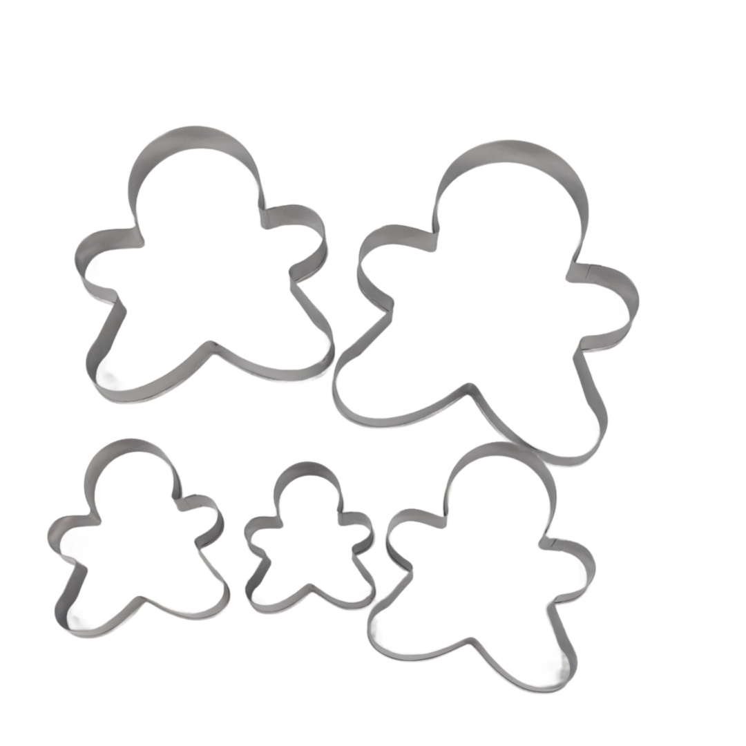 Conjunto de Cortadores de Bolachas Em Forma de Boneco de Gengibre 5 Peças