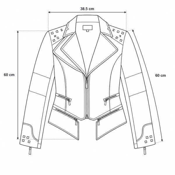 F126X4060_measured_1783607372686 (XS) Casaco Fashion Collection com Tachas e Fecho Zip - Preto