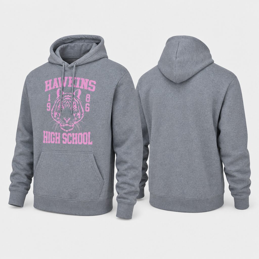 (L) Hoodie Hawkins High School com Capuz - Cinzento