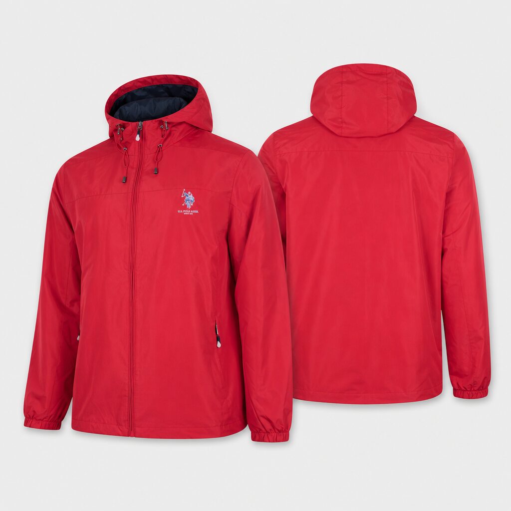 (XL) Casaco com Capuz e Fecho Zip - Vermelho