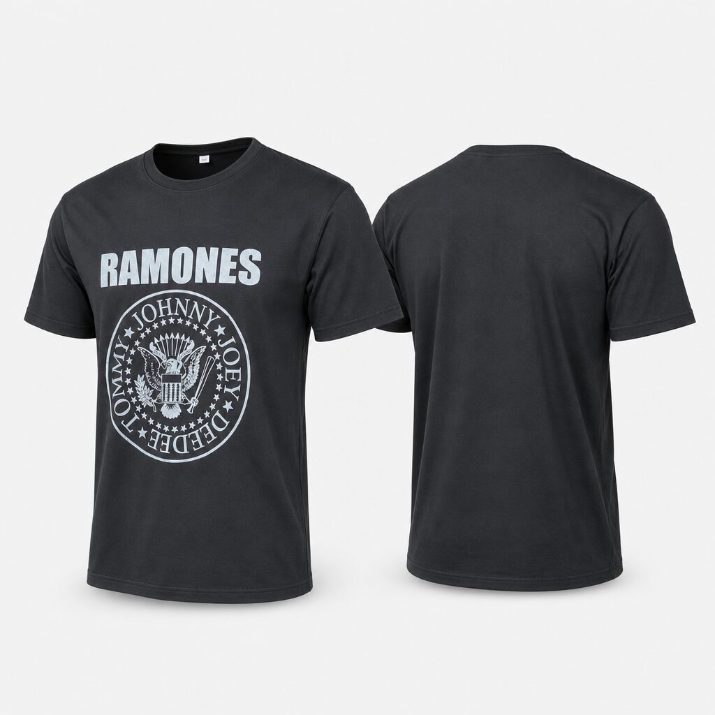 (L) T-shirt Ramones com Estampado Frontal - Preto