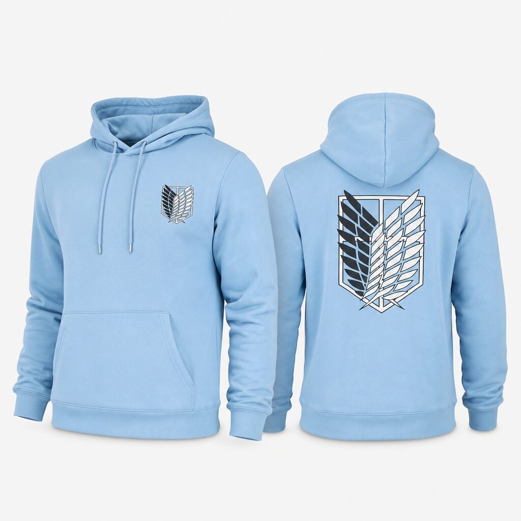 (XL) Hoodie News com Capuz e Estampado Frontal - Azul Claro