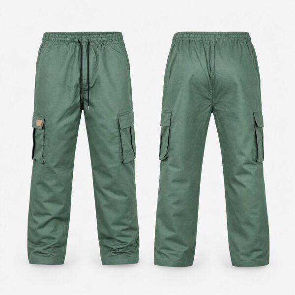 (L) Calças Cargo com Bolsos Laterais - Verde
