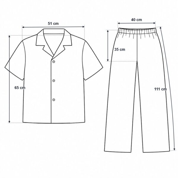 (XL) Conjunto Camisa e Calças de Manga Curta com Botões - Cinza Escuro