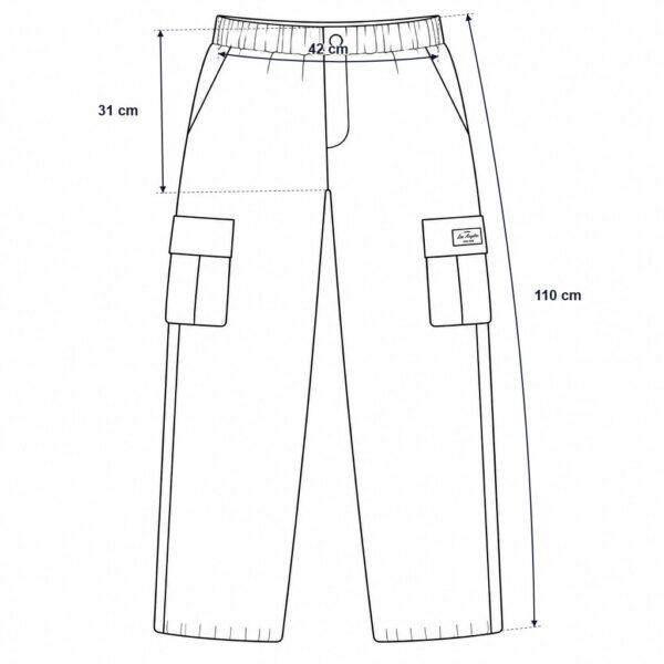 F126X4103_measured_1783694563731 (XXL) Calças Cargo com Cintura Elástica e Bolsos Laterais - Preto