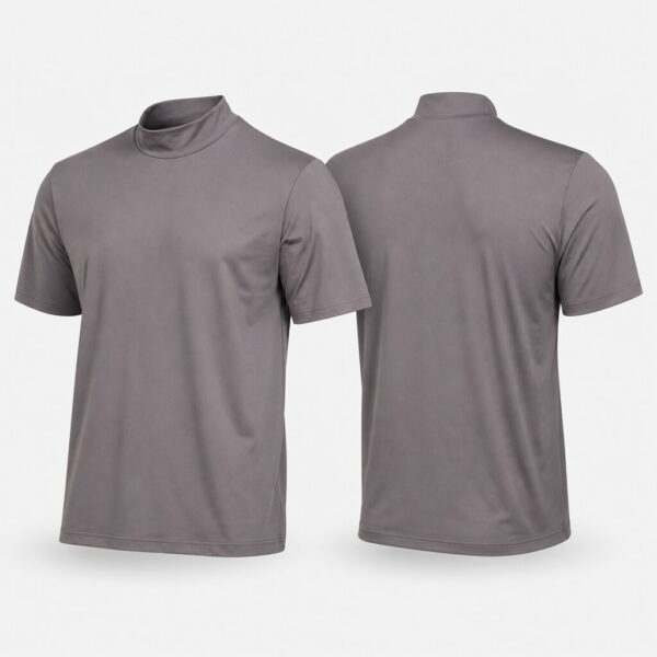 (M) Camisola de Manga Curta com Gola Alta - Castanho