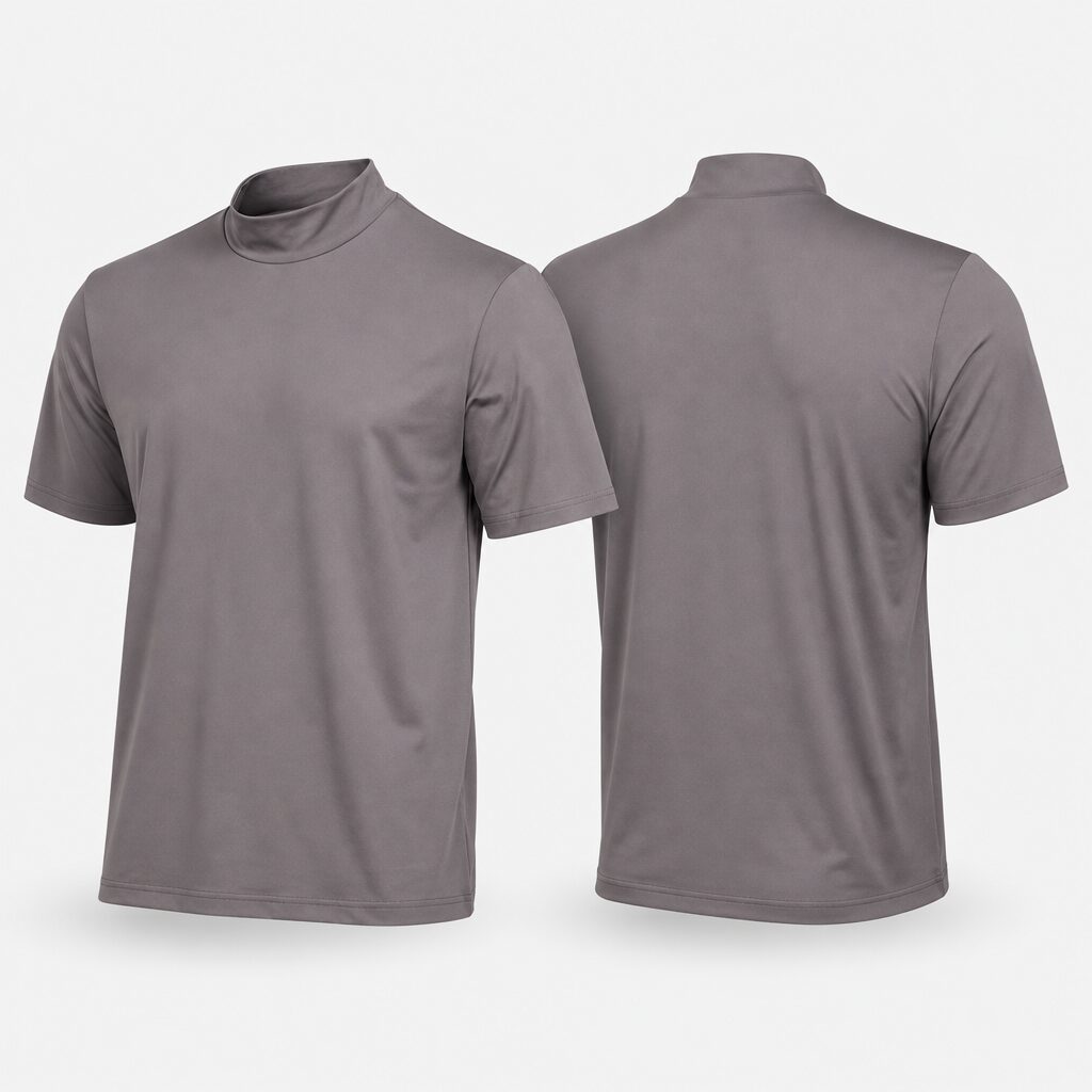 (M) Camisola de Manga Curta com Gola Alta - Castanho