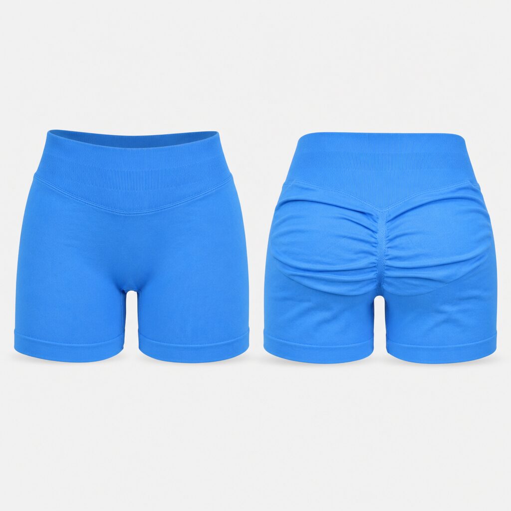 (S) Calções de Desporto com Cintura Alta - Azul