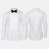 (M) Camisa de Gala com Laço e Pregas - Branco