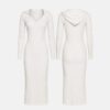 (S) Vestido Justo com Gola em V - Branco